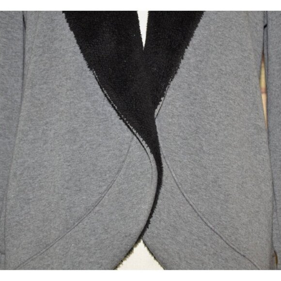 L.L. Bean Ladies Gray Open Front Sweatshirt Jacket Size M Sherpa Collar Casual - Picture 5 of 10